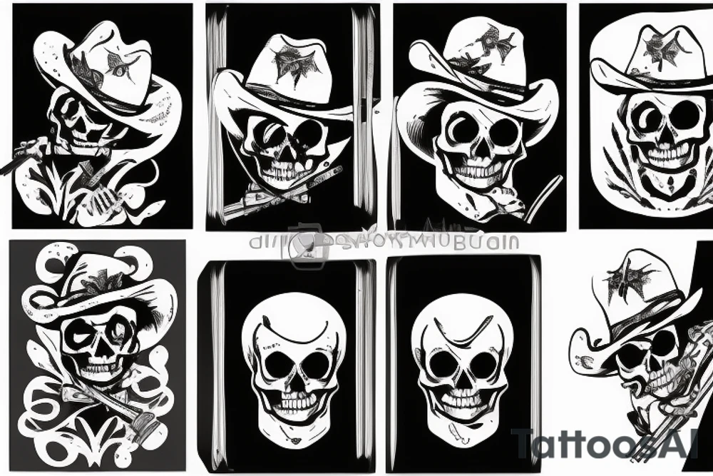 Cowboy skeleton smoking tattoo idea