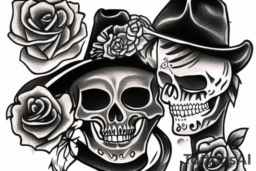 Cowboy skeleton smoking tattoo idea