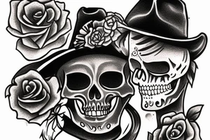 Cowboy skeleton smoking tattoo idea