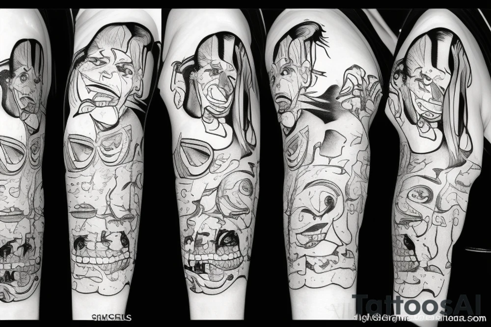 The clown eats a bottle tattoo idea