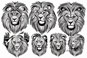 Text "babak ava yalda" on lion tattoo idea