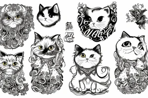 Giant flying white Persian cat tattoo idea