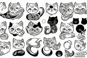 Giant flying white Persian cat tattoo idea