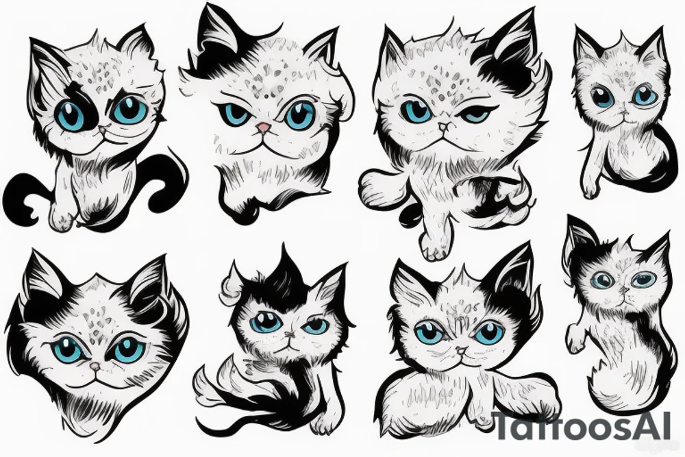 Giant flying white Persian cat tattoo idea