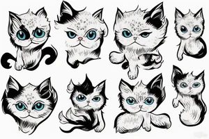 Giant flying white Persian cat tattoo idea