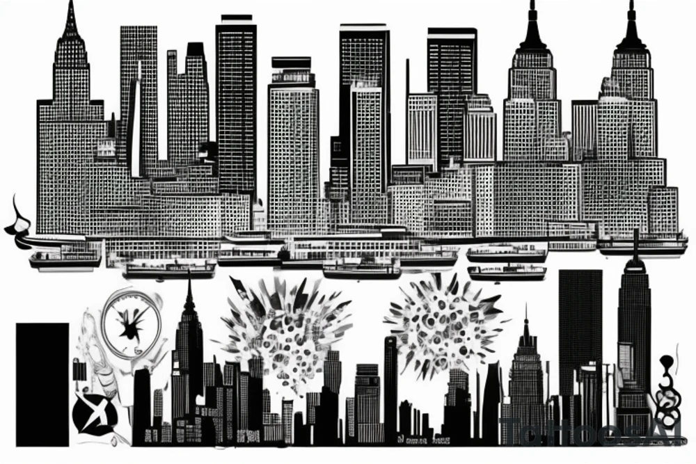 New York skyline outline tattoo idea