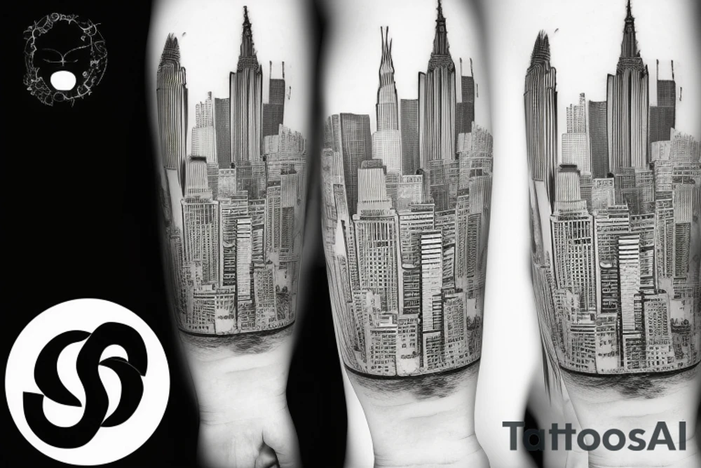 New York skyline outline tattoo idea