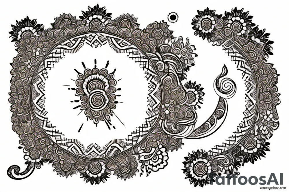 round mehndi on shoulder tattoo idea