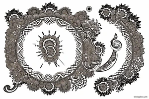 round mehndi on shoulder tattoo idea