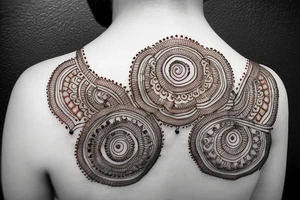 round mehndi on shoulder tattoo idea