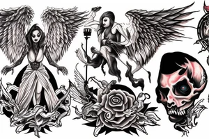 angel vs demon in between heaven and hell tattoo idea