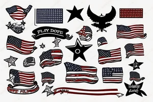 US flag waving tattered tattoo idea