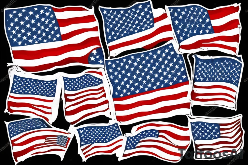 US flag waving tattered tattoo idea