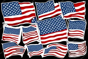 US flag waving tattered tattoo idea