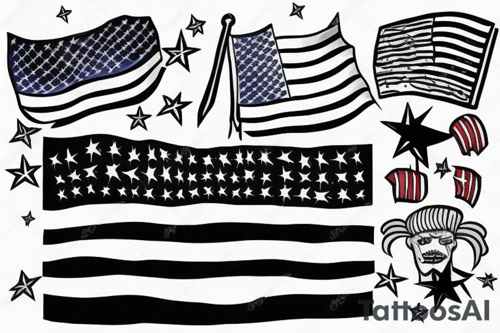 US flag waving tattoo idea