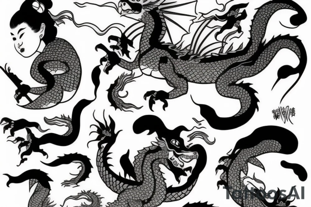 dragon geisha tattoo idea