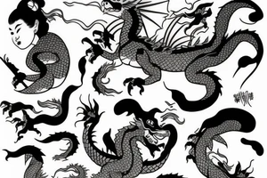 dragon geisha tattoo idea