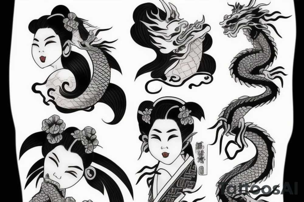 dragon geisha tattoo idea
