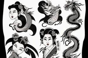 dragon geisha tattoo idea