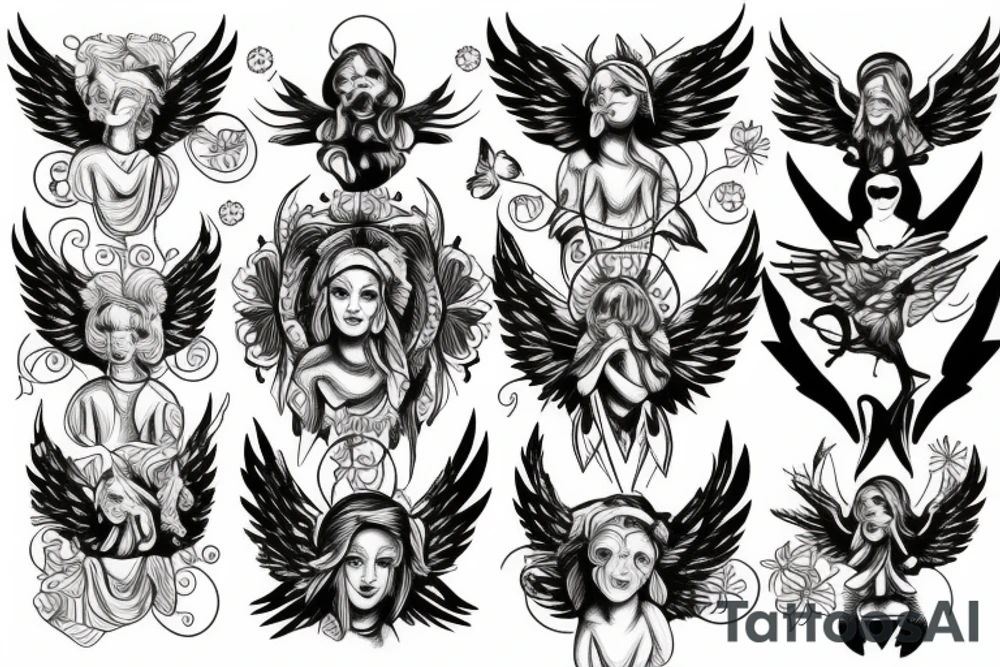 Angels, God, symmetry tattoo idea