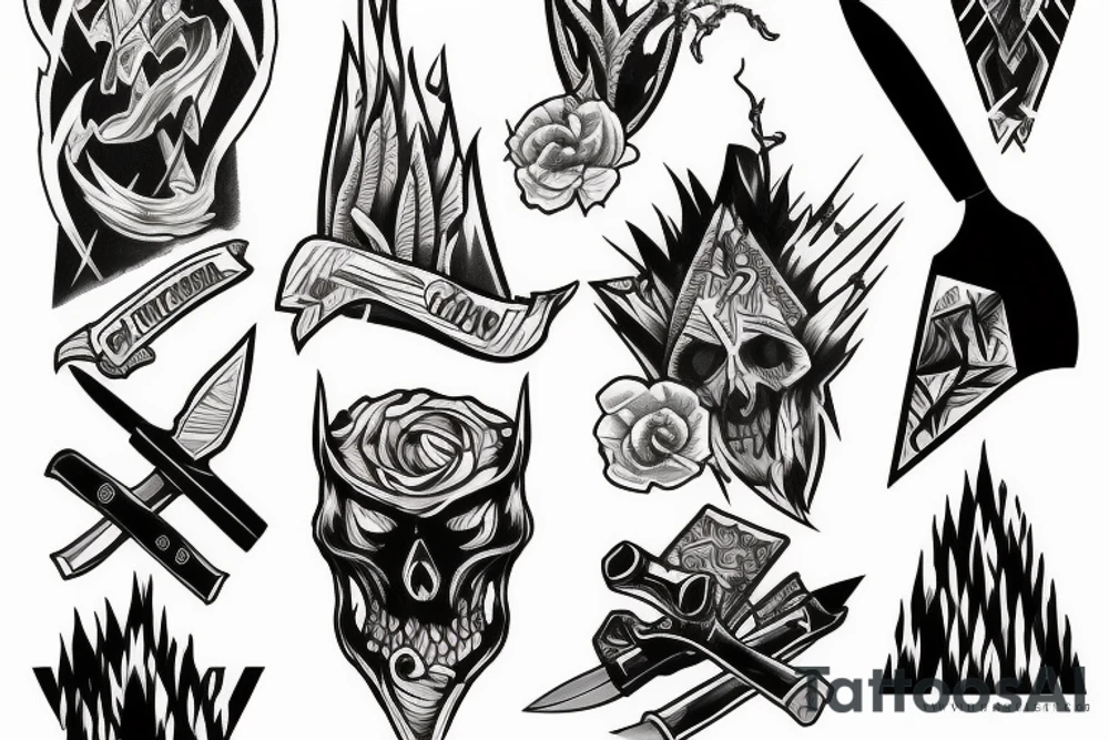 Knife mountain tattoo idea