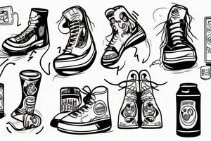 Human on a electric step with a beer in his hand tattoo idea