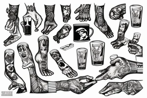 Human on a step holding a beer in his hand tattoo idea