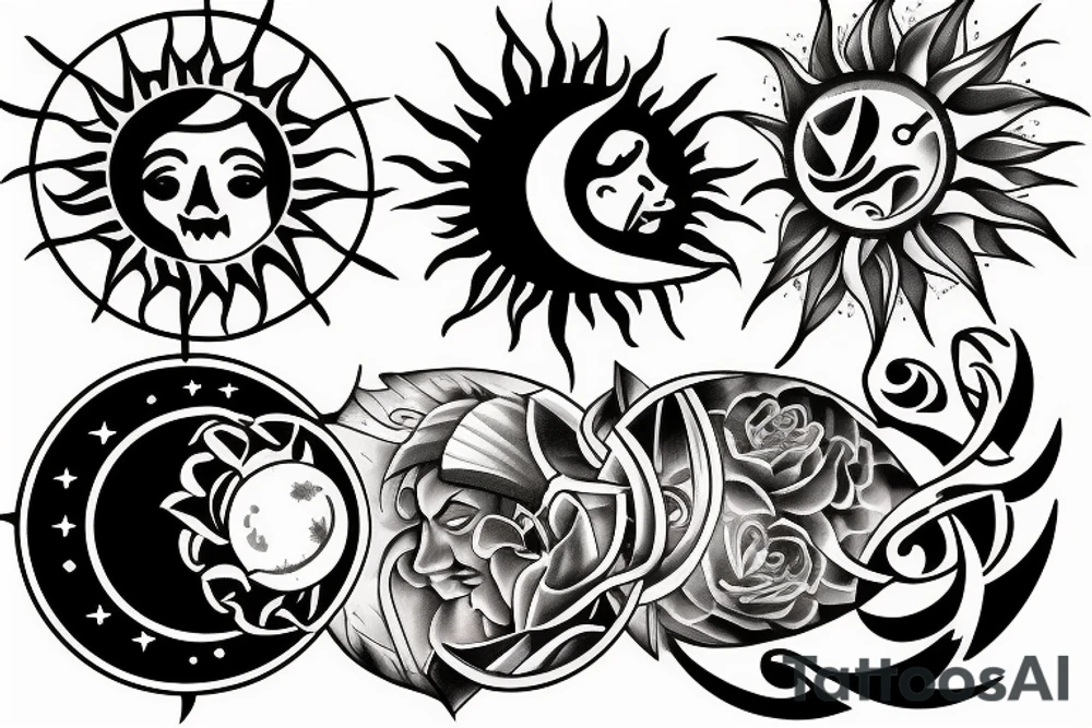 sun and moon tattoo idea