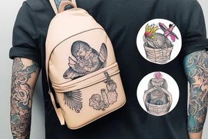 Boy flying with backpack tattoo idea