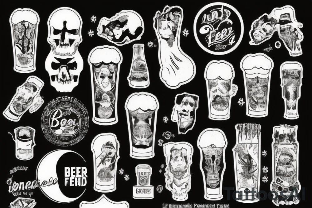 Beer and Friends White the sentance less work tattoo idea