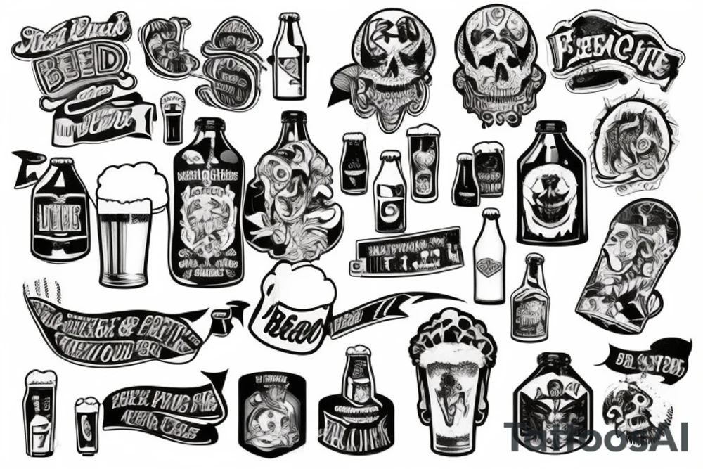 Beer and Friends White the sentance less work tattoo idea