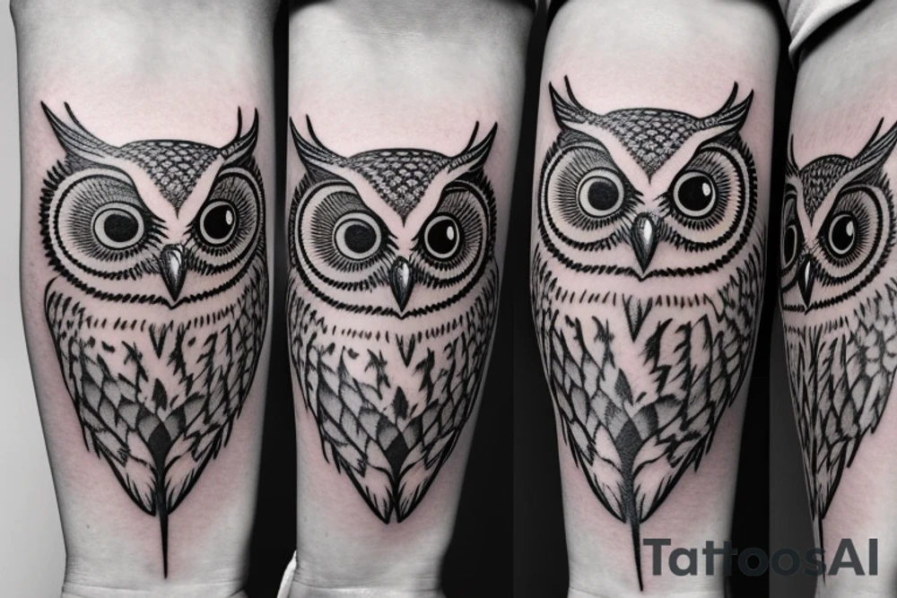 Set of 3 owls: normal owl, little owl and barn owl. Few lines, NO details tattoo idea