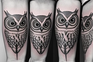 Set of 3 owls: normal owl, little owl and barn owl. Few lines, NO details tattoo idea
