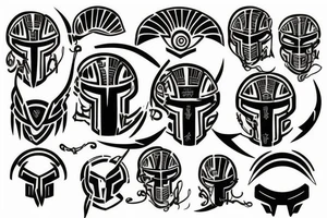 spartan helmet surrounded by laurel wreath tattoo idea