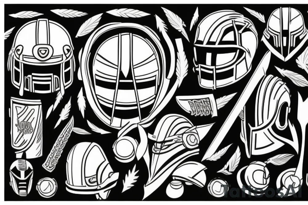 spartan helmet surrounded by laurel wreath tattoo idea
