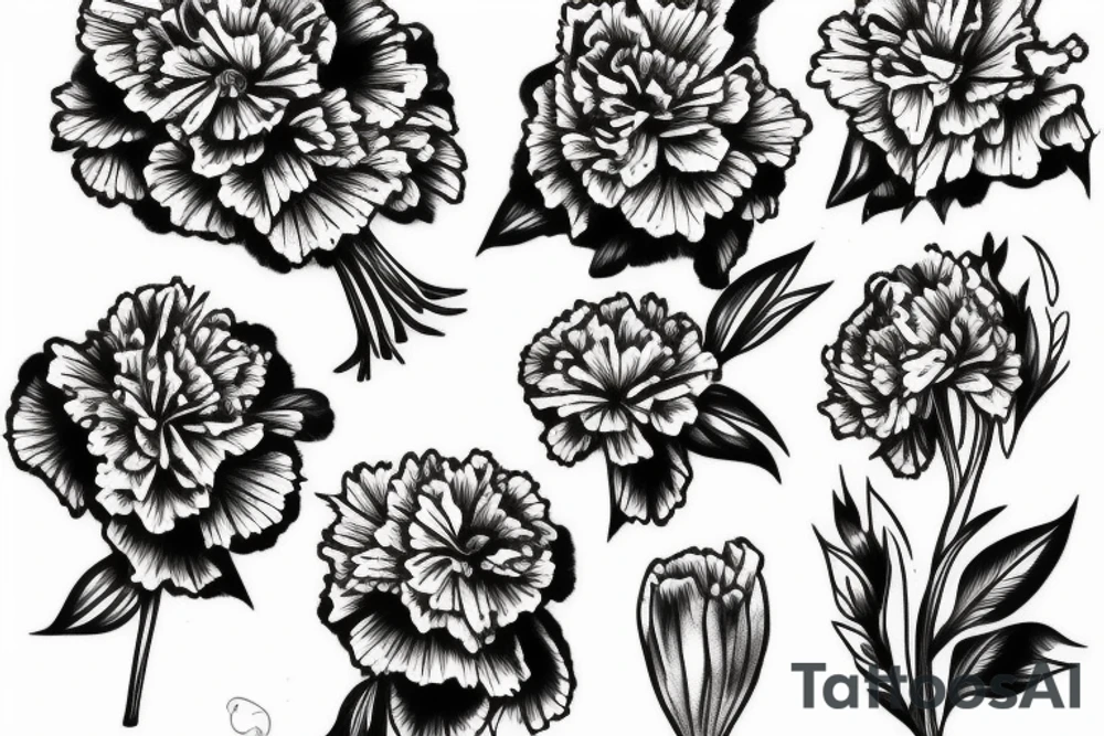 Carnation bouquet tattoo idea