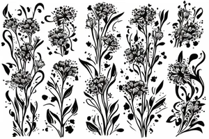 Carnation, Lilly of the valley, larkspur flower
 bouquet with the word forever tattoo idea