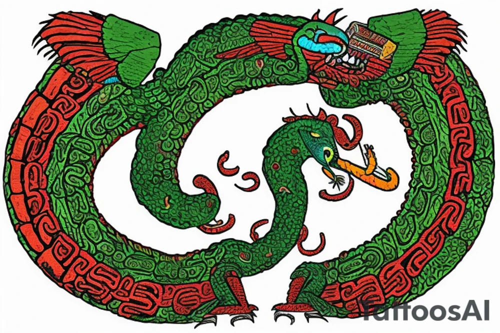 Quetzalcoatl (/ˌkɛtsəlkoʊˈætəl/[3]) [pron 1] is a deity in Aztec culture and literature. Among the Aztecs, it was related to wind, Venus, Sun, merchants, arts, crafts, knowledge, and learning. It was also the patron god of the Aztec priesthood. tattoo idea