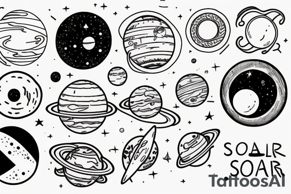 Solar system and a tired astronaut tattoo idea