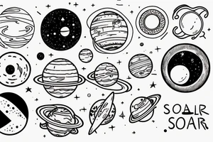 Solar system and a tired astronaut tattoo idea