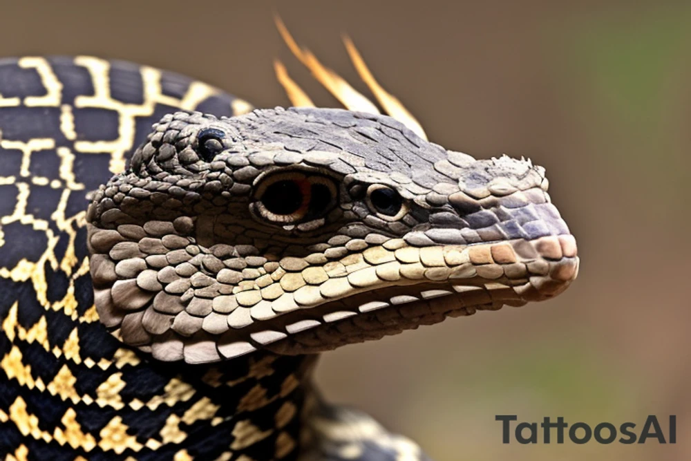 Feathered Serpent as a crested rattlesnake, sometimes with feathers covering the body and legs, and often in close proximity to humans.[2] It is believed that Olmec supernatural entities such as the feathered serpent were the forerunners of many later Mesoamerican deities,[3] although experts disagree on the feathered serpent's religious importance to the Olmec.[4] H.B. Nicholson notes that as early as the Middle Formative (Preclassic) in the Olmec tradition, images of serpents with avian characteristics were often represented in several types of artifacts and monuments. This composite creature, who has been denominated the “Avian Serpent” and “Olmec God VII,” appears to constitute an earlier form of the later full-fledged Feathered Serpent, the rattlesnake covered with feathers, probably with at least some of the same celestial and fertility connotations.[5] tattoo idea