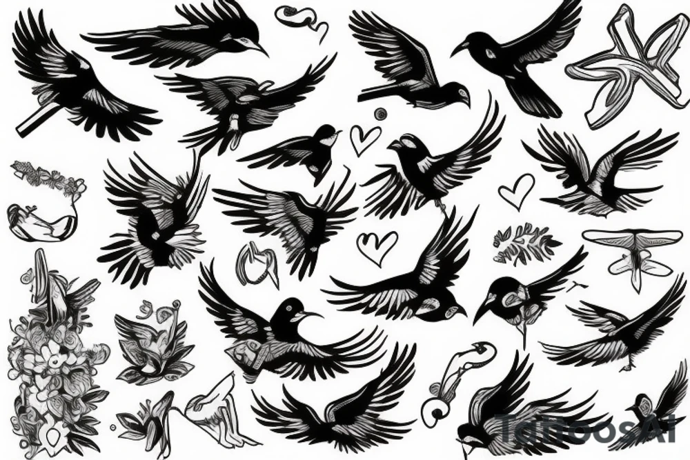 Birds fly in every directions tattoo idea