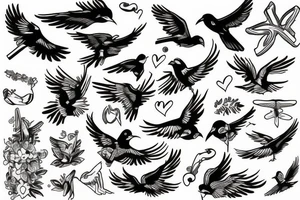 Birds fly in every directions tattoo idea