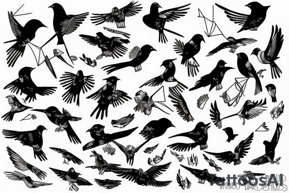 Birds fly in every directions tattoo idea