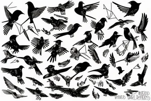 Birds fly in every directions tattoo idea