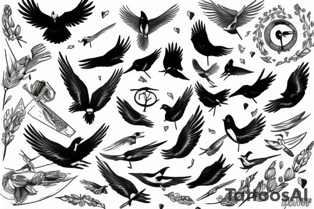 ‘’Birds fly in every directions’’ tattoo idea