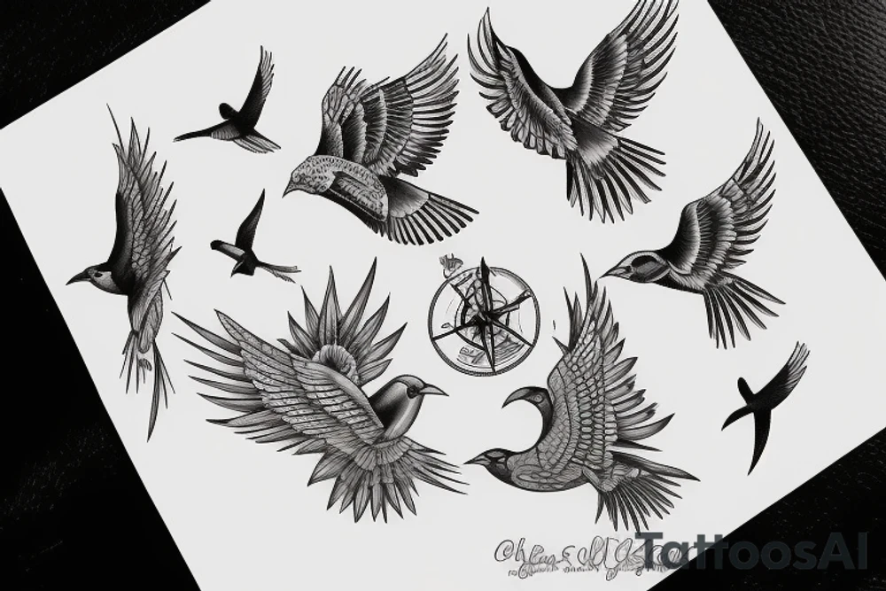 ‘’Birds fly in every directions’’ tattoo idea