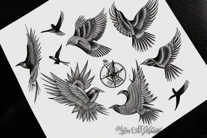 ‘’Birds fly in every directions’’ tattoo idea