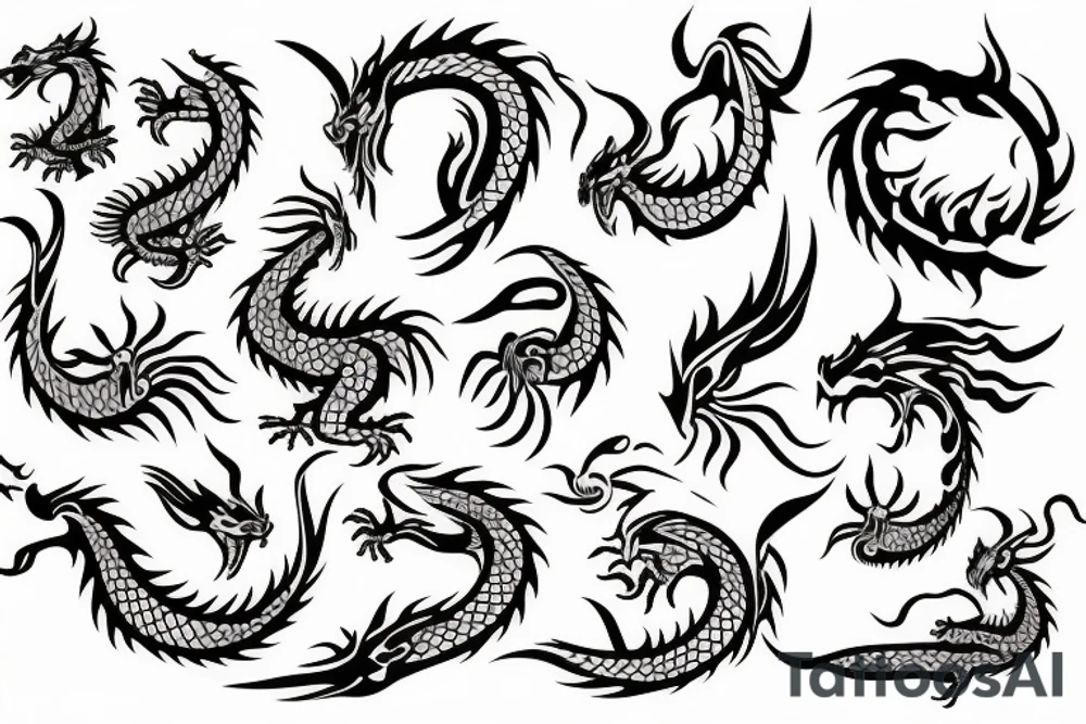 dragon with flowers tattoo idea