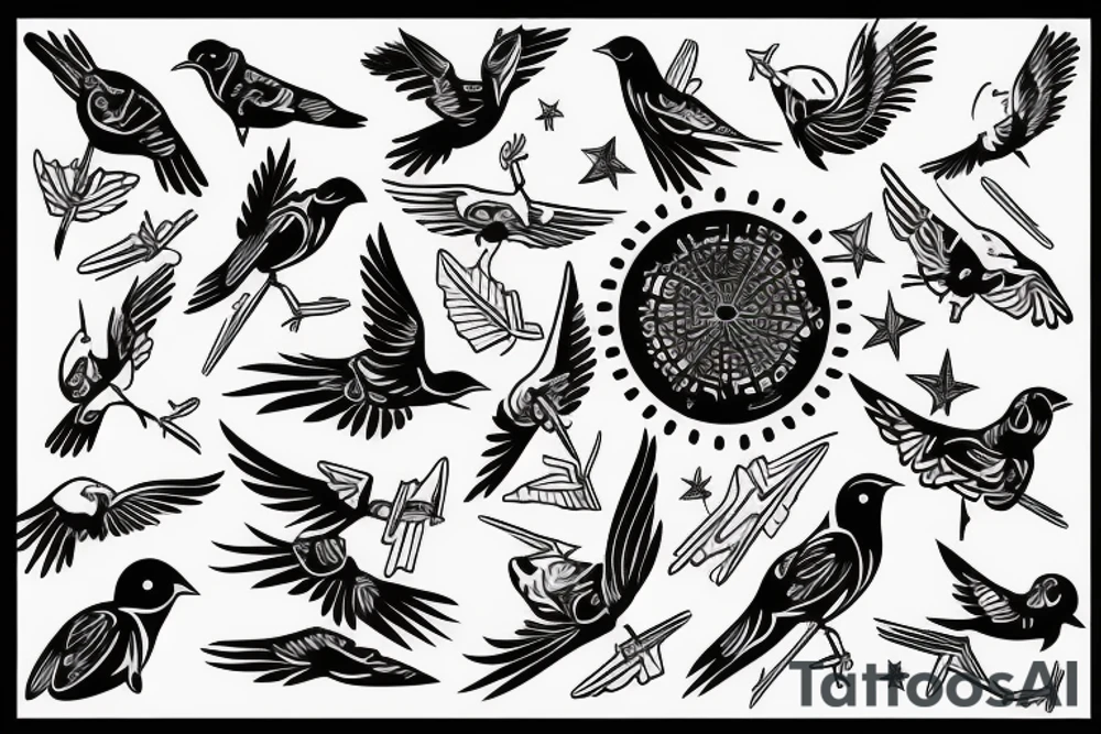 ‘’Birds fly in every directions’’ tattoo idea